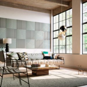 Panneau Mural Acoustique en Bois - 60x60x2,2 cm - Frêne Gris – A Lattes – Panneau Tasseau de Bois Naturel